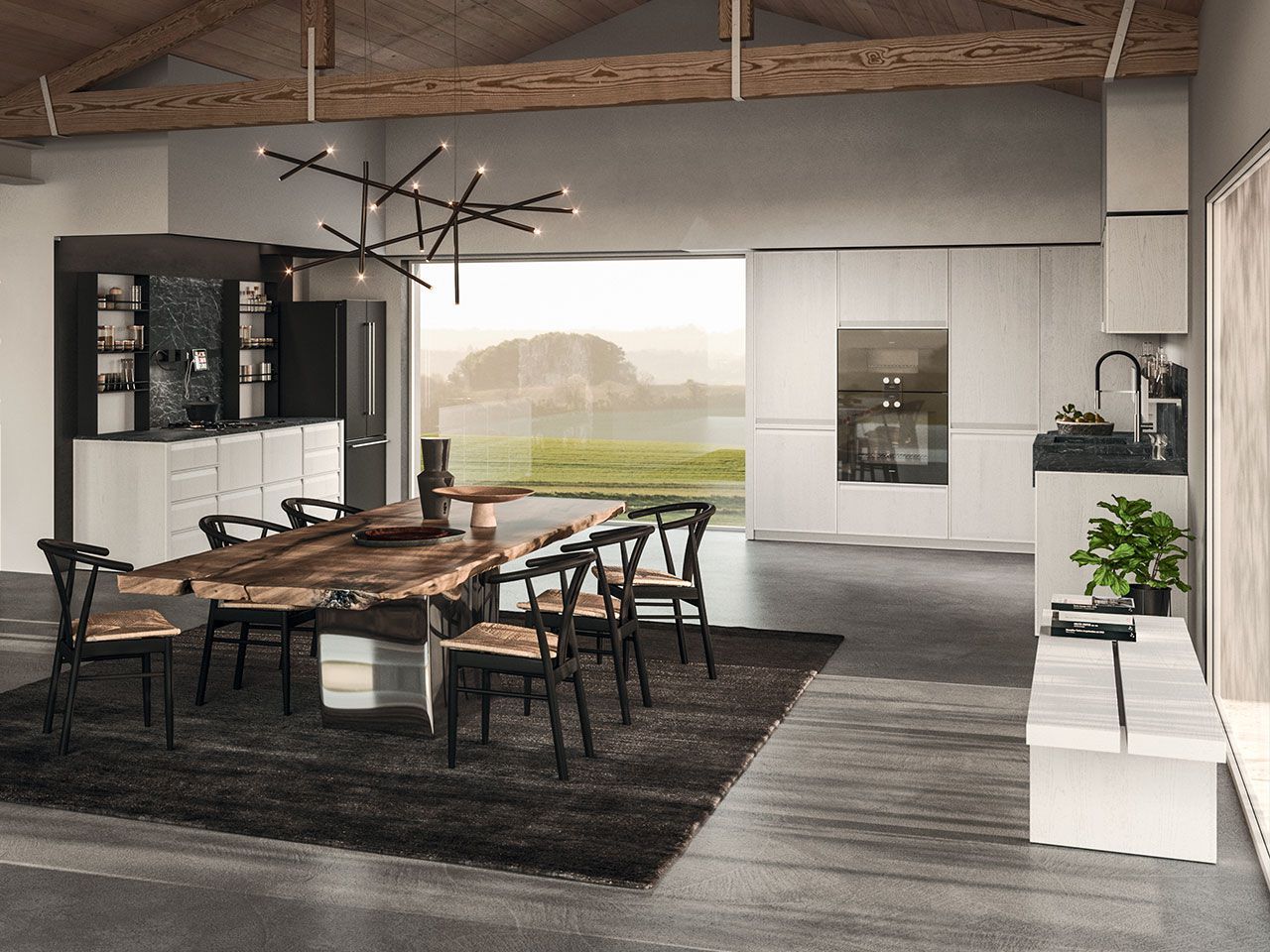 Встроенная кухня со встроенными ручками Arrital Ak_07 ARCH-00038077 - Вид №1