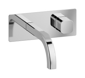 Настенный смеситель для раковины прогрессивный на 2 отверстия в комплекте с донным клапаном. WE ARE IB eo206cc_3 Chrome Elio