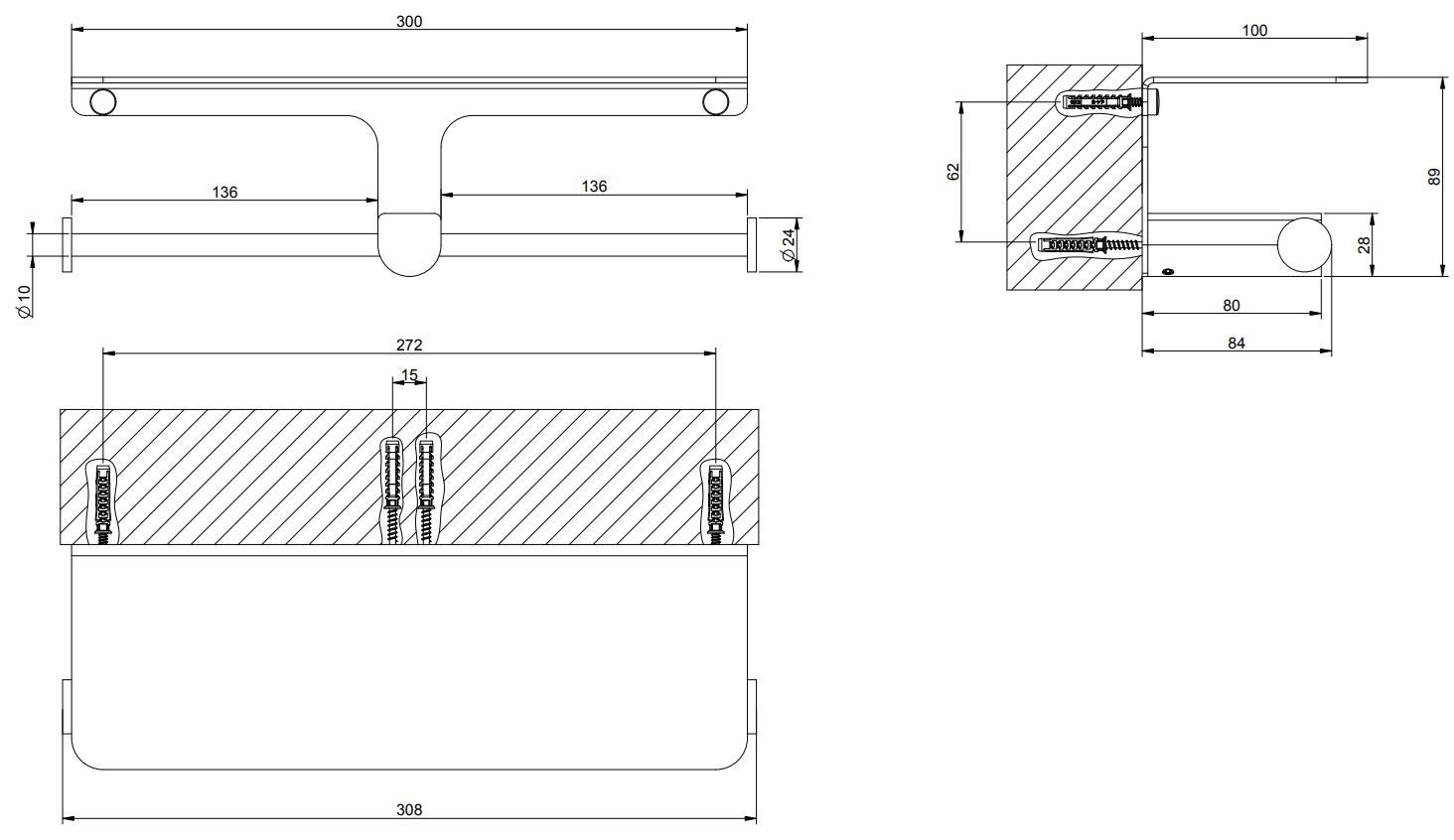 Латунный двойной держатель рулона с крышкой Gessi рельеф ARCH-00031606 - Вид №2