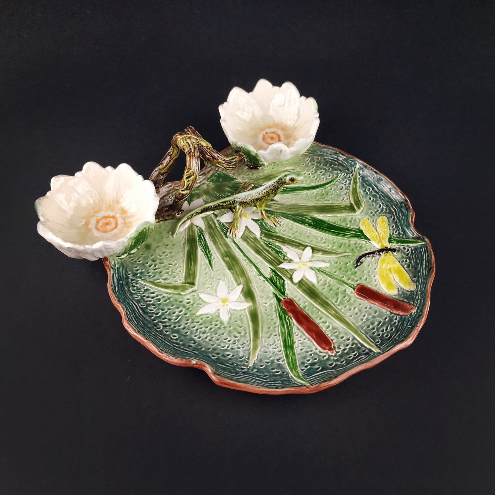 Блюдо для закусок (с двумя кувшинками) Синий/Зеленый PROVANSFAIENCE sun-id-994642 - Вид №19