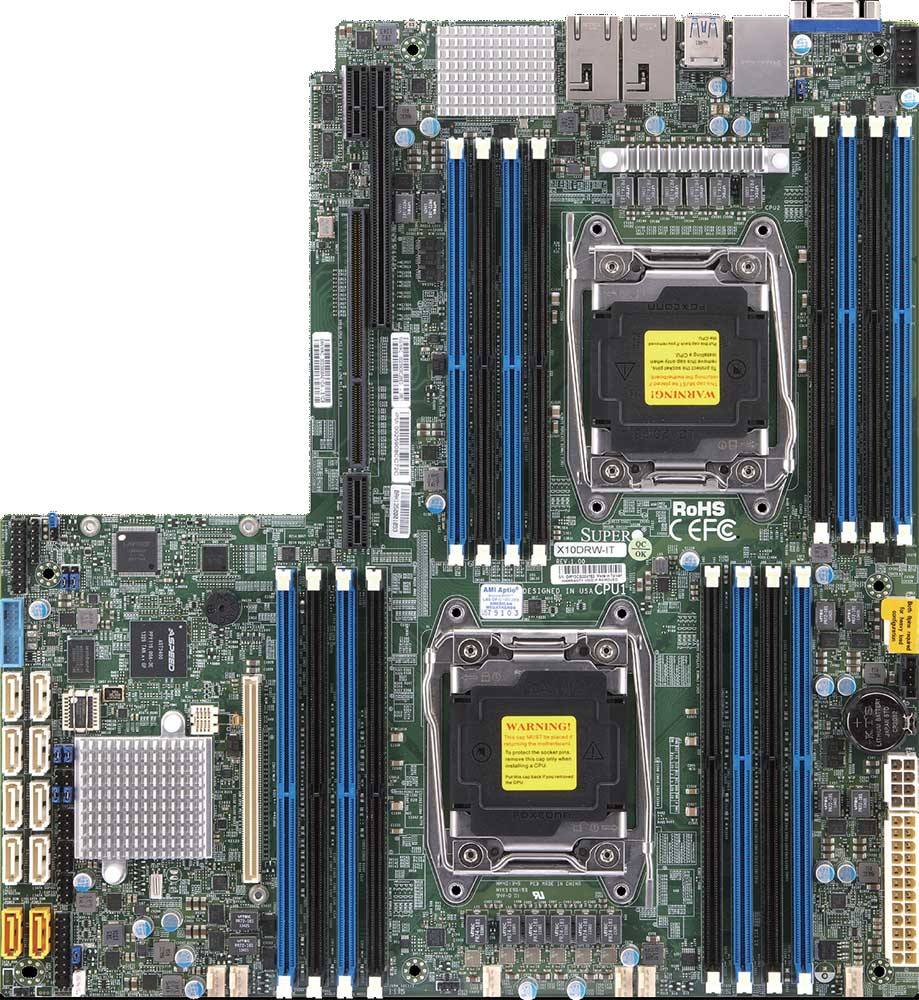 SYS-6028R-WTR server (x10drw-i, cse-825tq-r740wb) (lga2011-r3 dual,c612, 16xddr4 rdimm/lrdimm up to 1 tb, svga, 4x pci-e 3.0 x8 (2 fhfl, 2 fhhl), sata raid, 8x3.5'' hotswap,2xgblan,2u,rackmount,740w redundant) SuperMicro Santreyd  - Вид №3