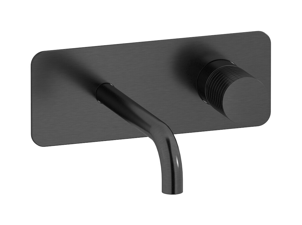 Встроенный в стену смеситель для раковины на 2 отверстия в комплекте с донным клапаном WE ARE IB ga206cs Brushed Black Chrome Gatsby