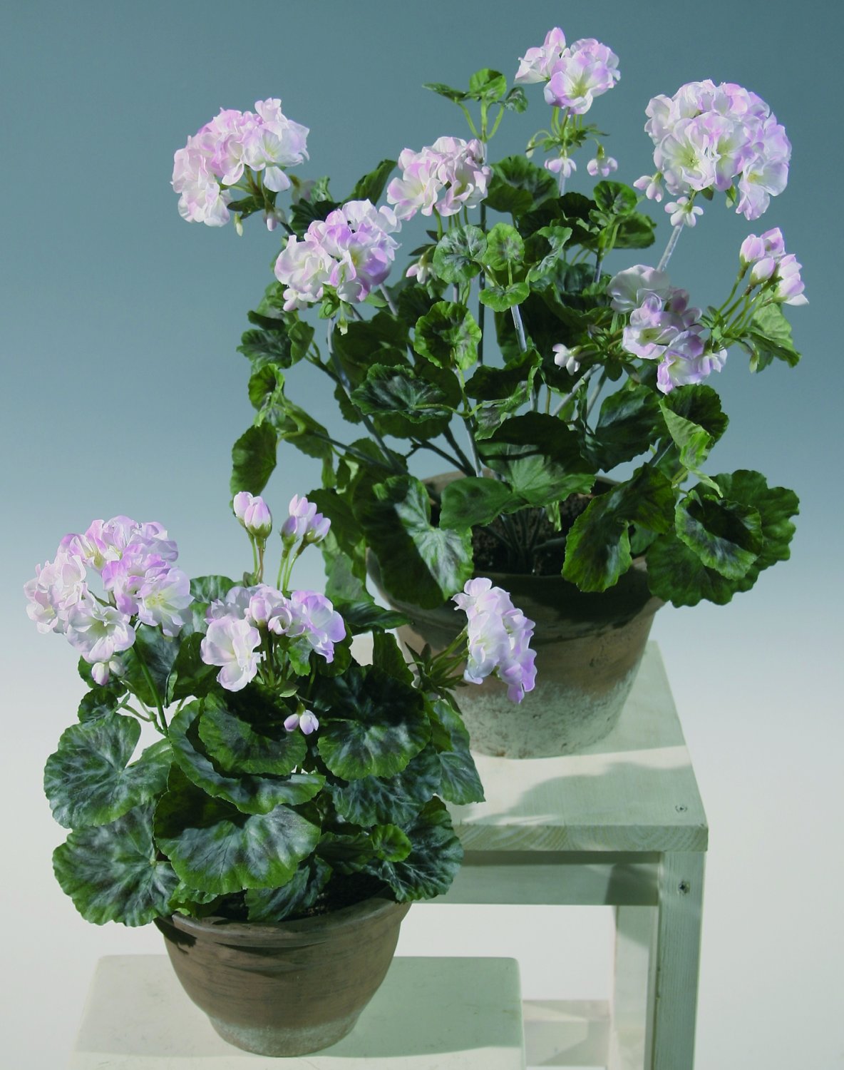 3192 510 a2 Искусственный куст герани, 4 головки, 30см, розовые H-andreas 