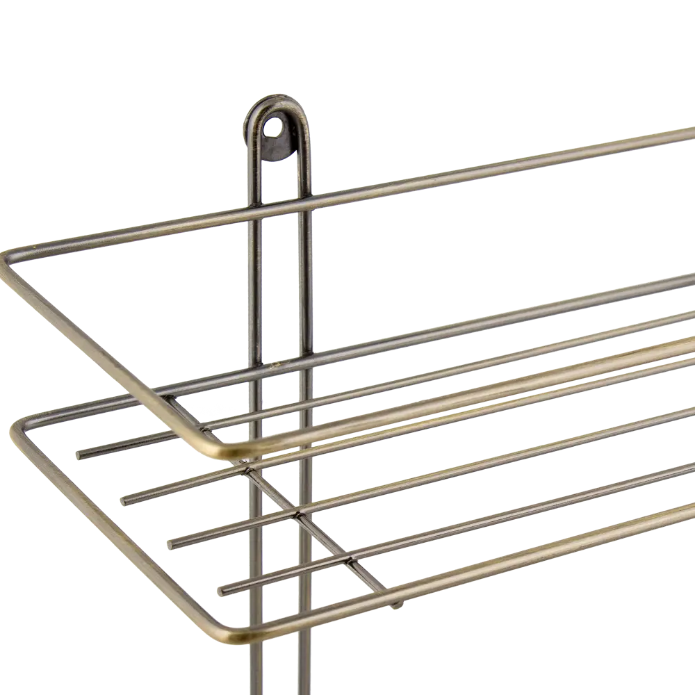 Полка для ванной комнаты Антик двухъярусная прямая цвет бронза BRISSEN BSR-1182-2 STLM-2096730 - Вид №2