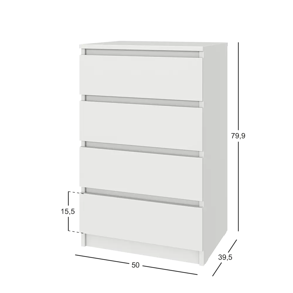 Комод 4 ящика 40.4x82x13.2 см ЛДСП цвет белый Santreyd STLM-2134120 - Вид №6