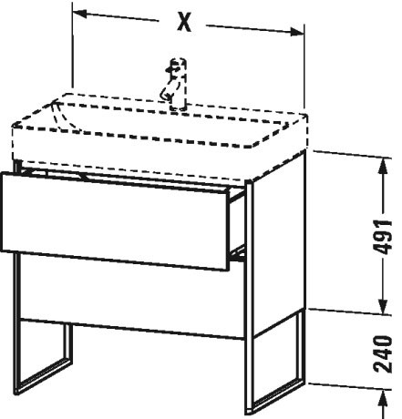 XS444204343 XSquare Тумбочка напольная Базальт матовый, декор Duravit - Вид №3