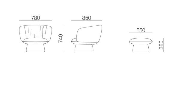 Тканевое вращающееся кресло с подлокотниками HC28 maison Alya ARCH-00128818 - Вид №1