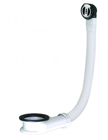 593000 000 00  Перелив для умывальника, круглая планка Д. 30 мм, Л. 20 мм, белый полипропилен, хромированная отделка Valentin Хром  - Вид №1