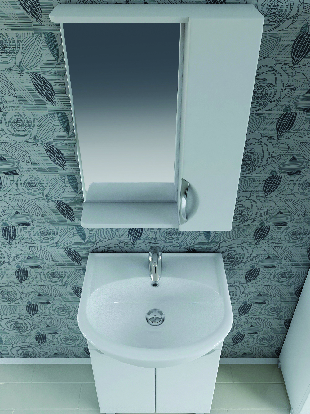 Зеркало Callao 550 правое, со спотом550⨉150⨉700 мм белый VIGO sun-id-665212 - Вид №1