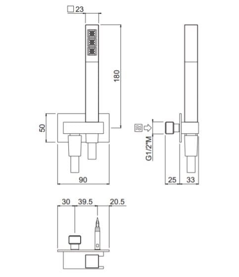 Настенный ручной душ ABS с фиксированной струей CARIMALI ARCH-00030571 - Вид №2