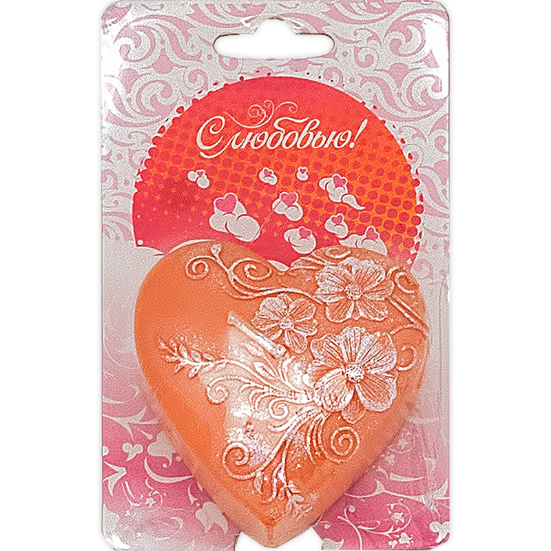 0507 Свеча Сердце малая №01 6.5 x 3 см 65 г цветочное карамельное Омский Свечной 