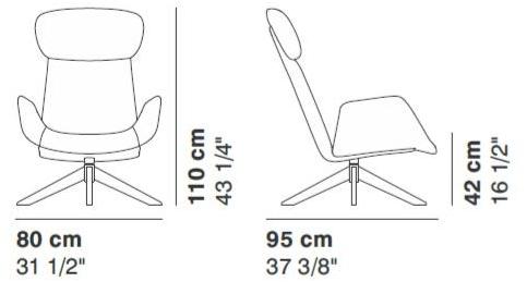 La Cividina Вращающееся кресло из ткани с подлокотниками Myplace 9054/9060 - Вид №2