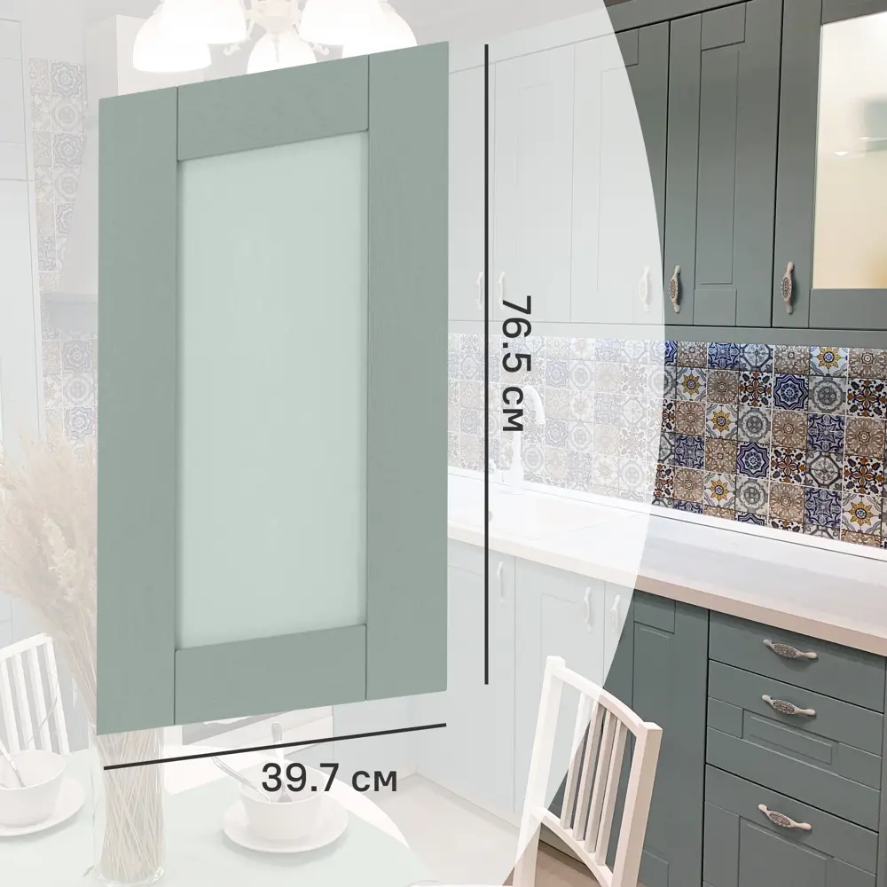 Фасад-витрина кухонного шкафа Томари 39.7x76.5 см KONSENSA МДФ цвет голубой STLM-2005343