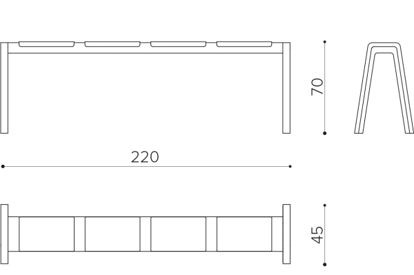 EQ 2204 Скамейка 220х70 см True Design E-quo - Вид №1