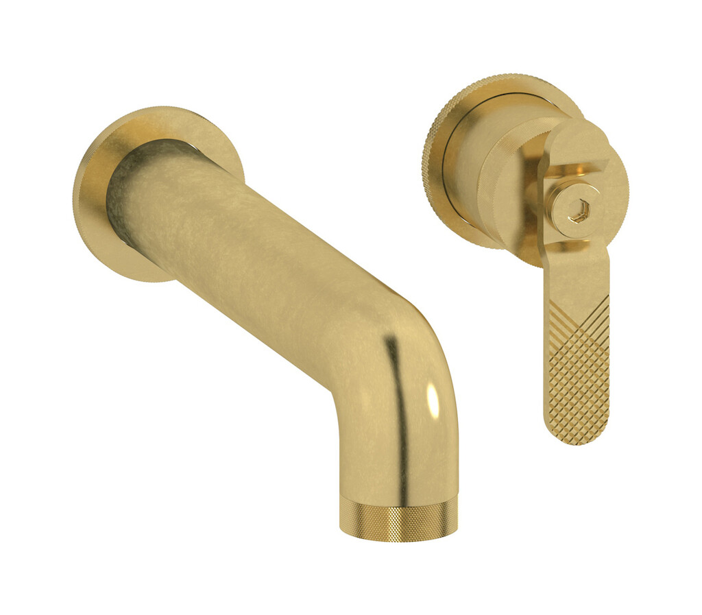 Встроенный в стену смеситель для раковины на 2 отверстия в комплекте с донным клапаном WE ARE IB b2406on Natural Brass Bold