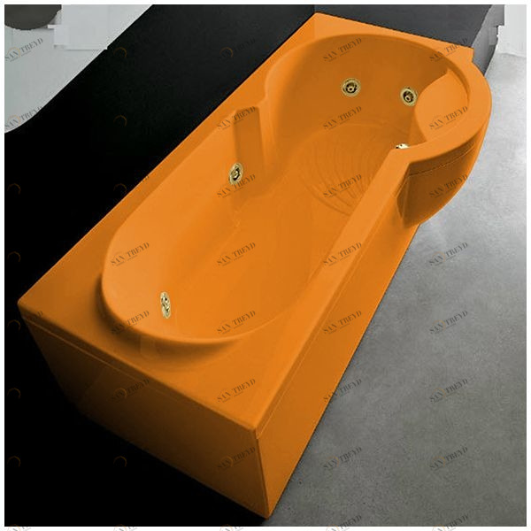Ванна Gruppo treesse Simona V5677-DX-OZ оранжевая с  золотой фурнитурой и гидромассажем прямоугольная правая STDV5677DXOZ