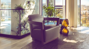 Кожаное кресло с подлокотниками