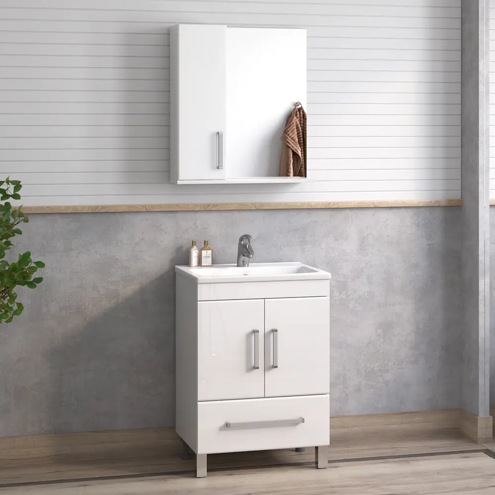 Шкаф зеркальный подвесной Vigo Eggo 75x68 см цвет белый STLM-2162328 - Вид №6