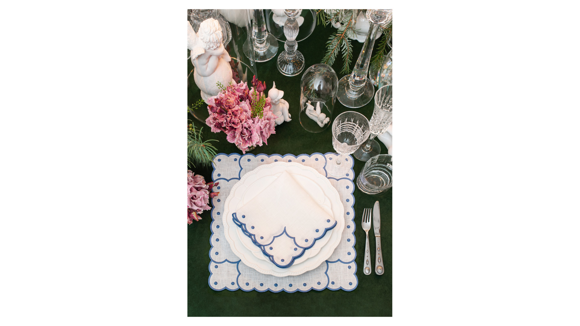 10674766 Truffle Bee Салфетка постановочная Truffle Bee Монтре 43х43см, бело-синий, лен Ткань Montreux - Вид №3