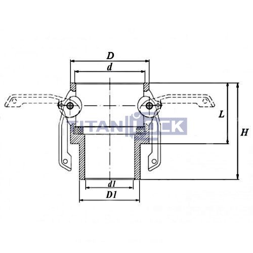 Камлок латунный тип B розетка, наруж. резьба BSP 2 1/2", TL250BBR TITAN LOCK  - Вид №1