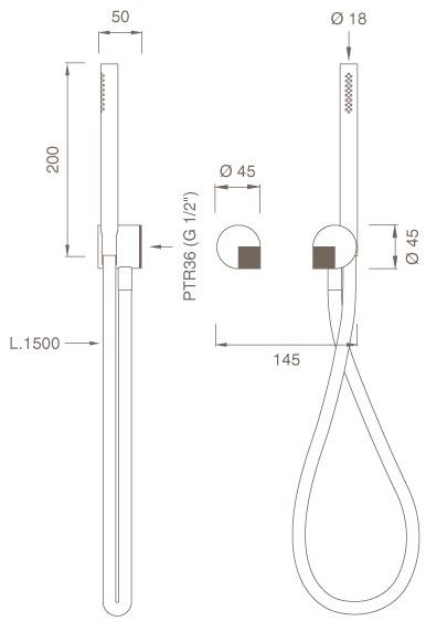 Ceadesign Настенный смеситель для ванны / душа с ручным душем Duet Det 71 - Вид №1