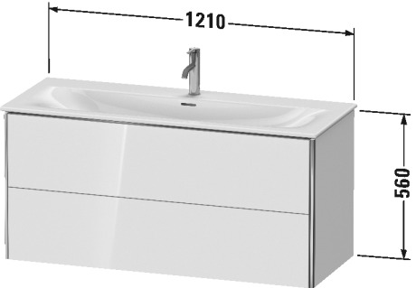 XS432601818 Тумбочка подвесная XSquare #XS4326 1210 x 478 мм Белый матовый, декор Duravit - Вид №1