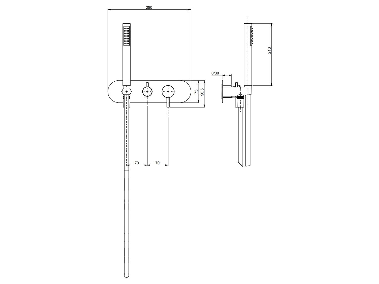 3 отверстия утопленный однорычажный смеситель для душа Rubinetterie Frattini Pepe XL ARCH-00143936 - Вид №13