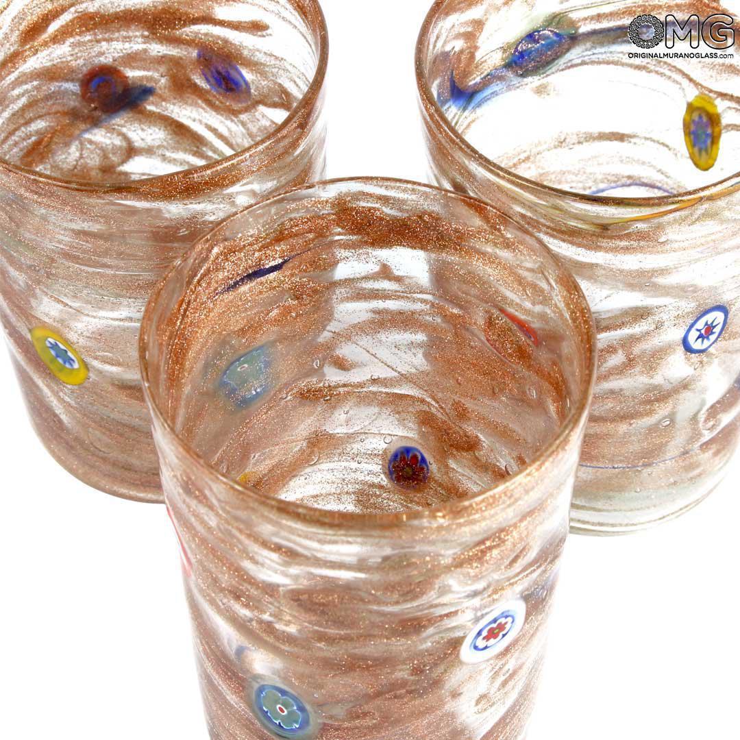 4359 ORIGINALMURANOGLASS Набор из 6 стаканов - Авантюрин - муранское стекло OMG 6 см  - Вид №1