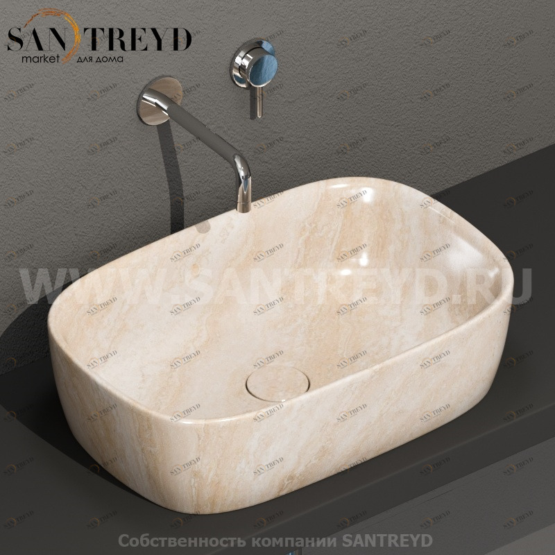 GE044TR Накладная раковина на столешницу  прямоугольная Ceramica Globo GENESIS