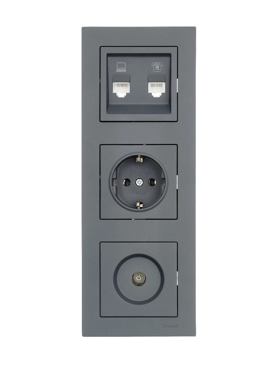 VESNA Рамка 3-я вертикальная графит LEZARD 742-3400-153 - Вид №1