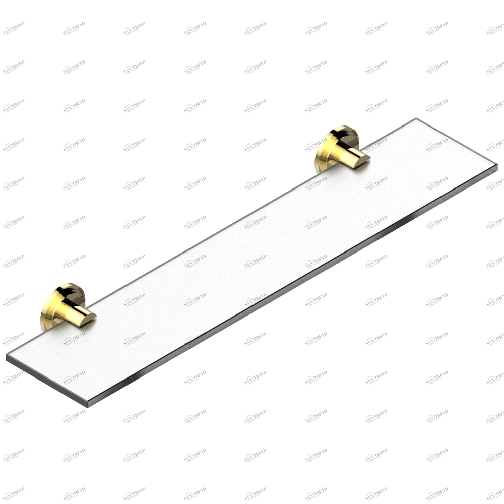 G2L-564 Полка стеклянная 60 cм с кронштейнами Thg-paris Faubourg - чёрный фарфор Покрытие PVD золотистый цвет G2L-564 CAT.F