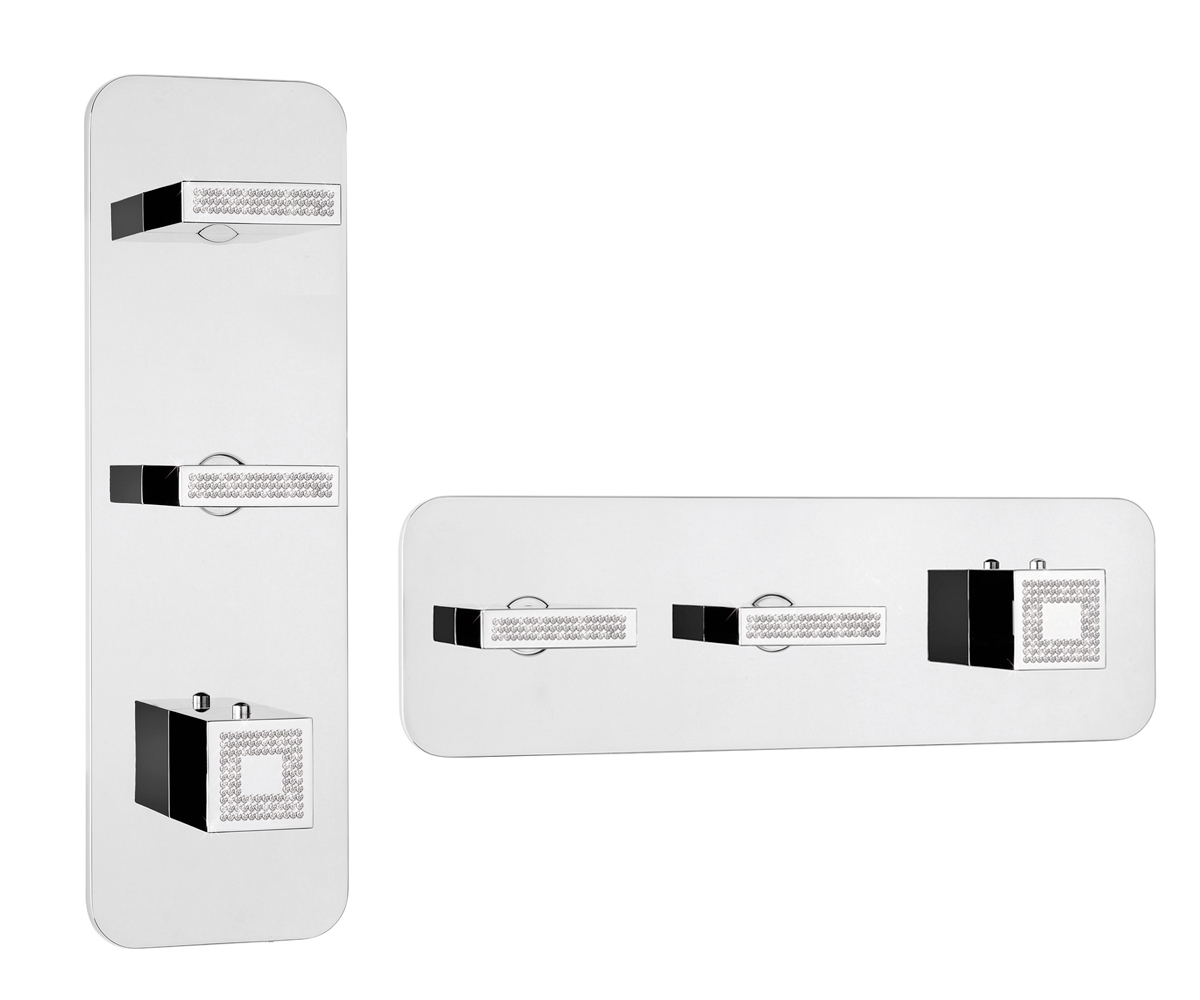 Z033204 + Z030201 000 Смеситель & запорный кран Rectangular 2 Outlets LP BOSSINI  - Вид №3