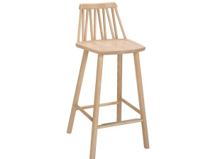 Белый промасленный дубовый табурет с подставкой для ног