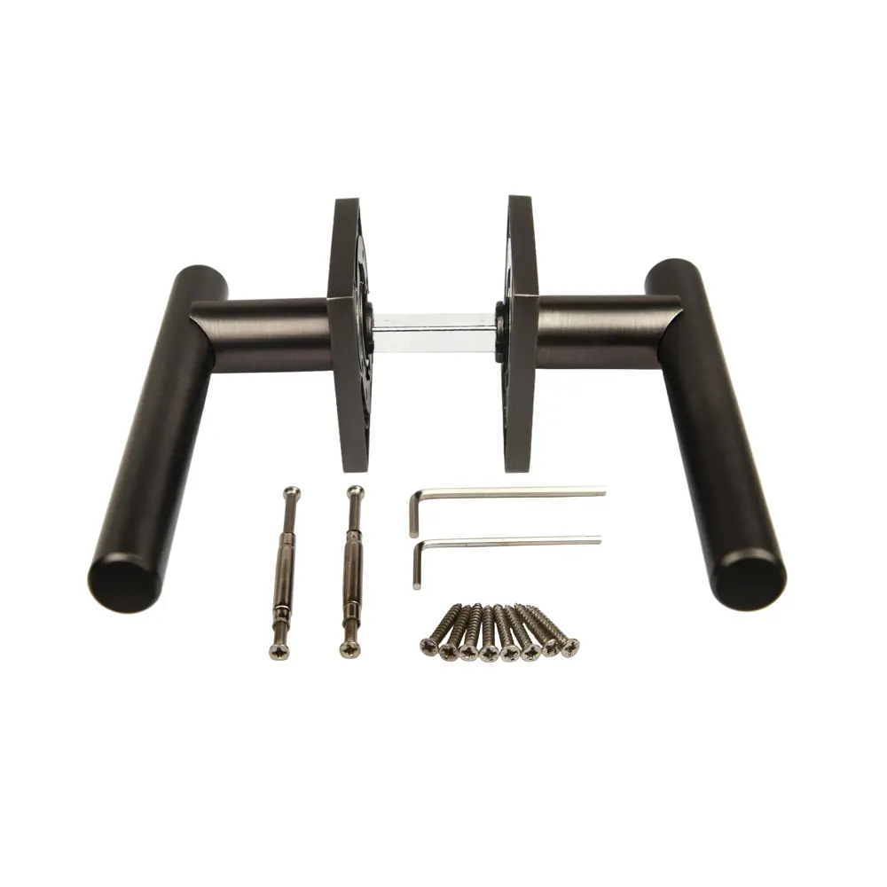 Дверная ручка на розетке KREAFORTA Усожа без запирания цвет графит STLM-2053455 - Вид №2