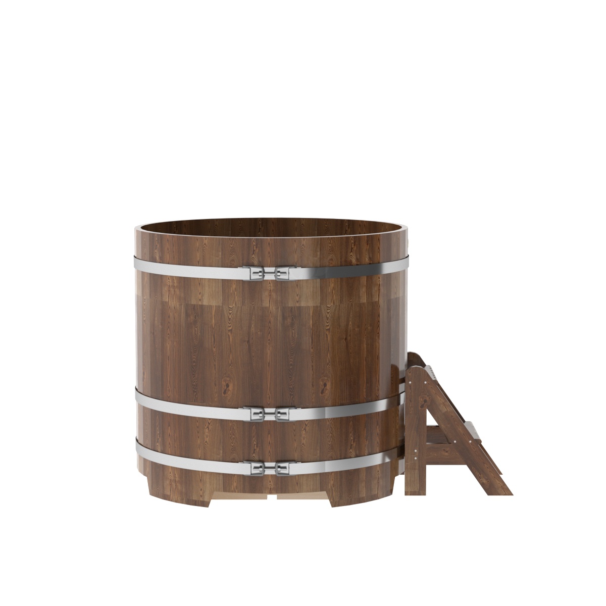 1504 Купель круглая из сращенных ламелей лиственницы d=1,17х1,1 морёная Alyarus  - Вид №2