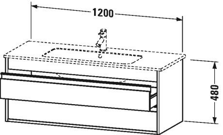 KT643105252 Тумбочка подвесная Ketho #KT6431 1200 x 475 мм Европейский дуб, декор Duravit - Вид №1