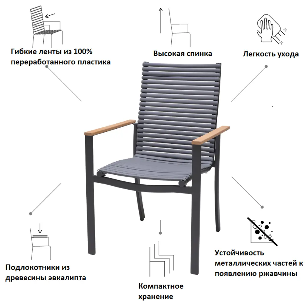 Стул NATERIAL Dora для сада и дачи с усиленным каркасом 84472597 STLM-0050524 - Вид №16