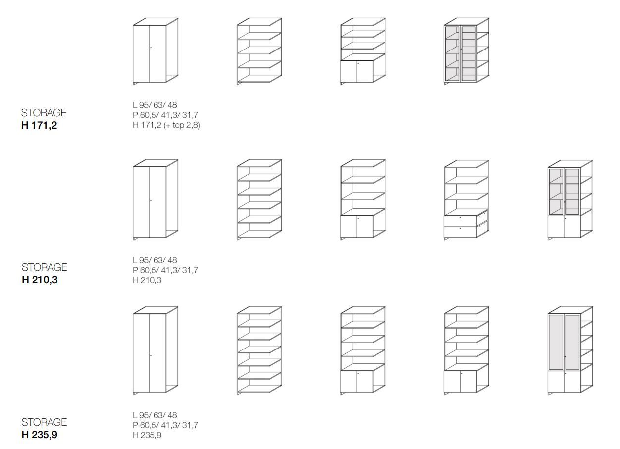 Высокий модульный офисный шкаф с ящиками Citterio программа 3 ARCH-00055751 - Вид №3