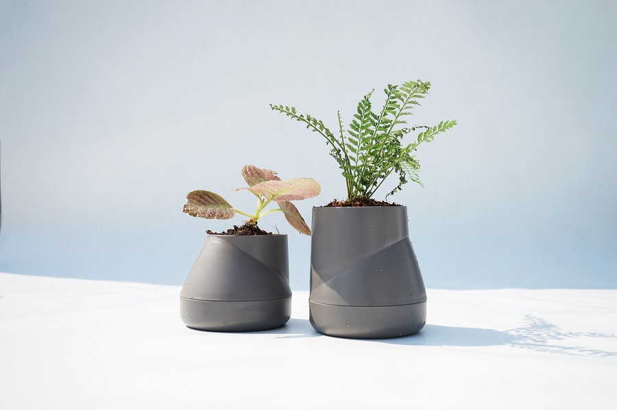 QLX20002-GY Горшок цветочный hill pot, большой, серый Qualy  - Вид №2