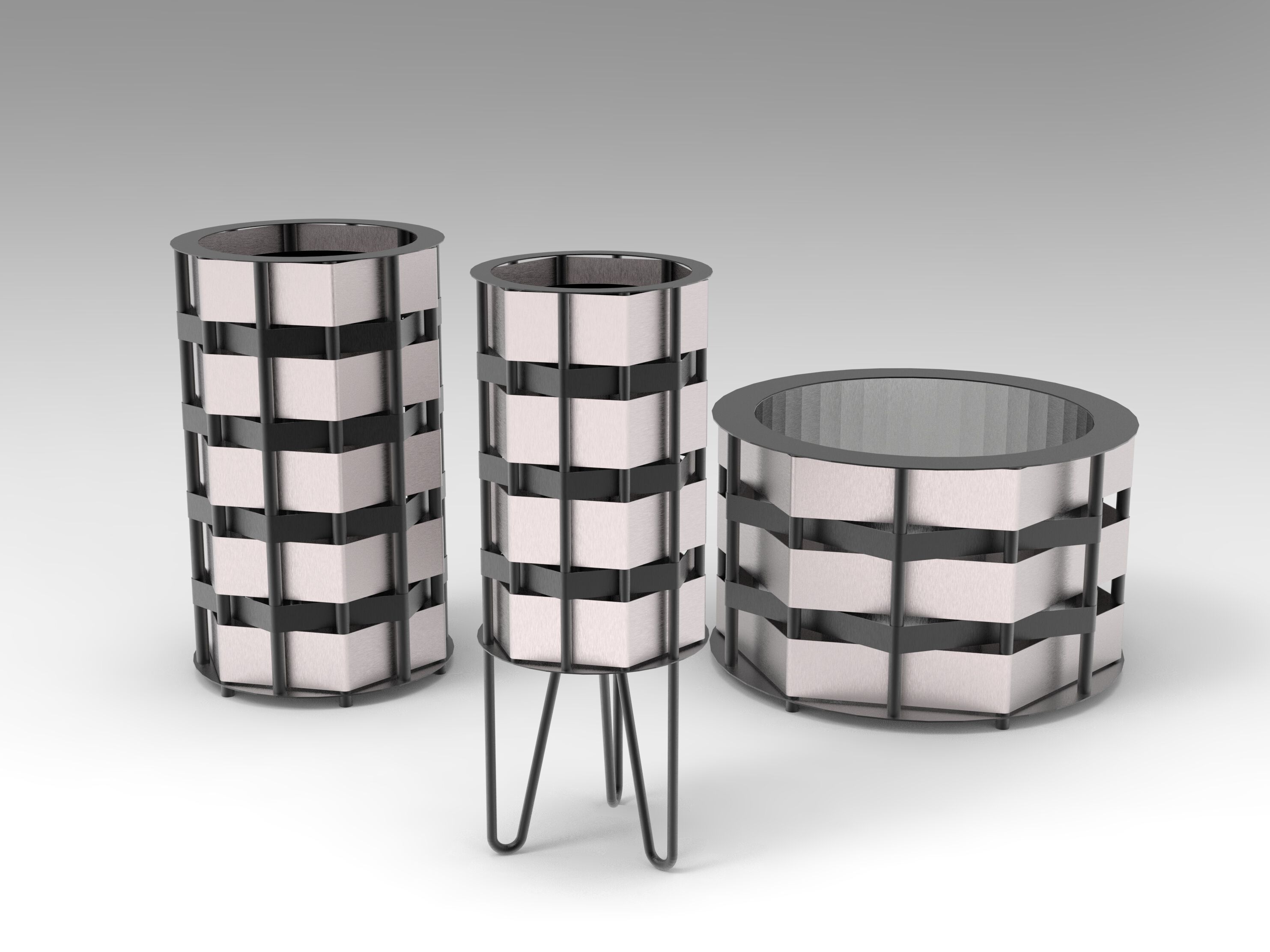 Круглый плантатор из оцинкованной стали Viscio Urban Design плетеная ARCH-00034578 - Вид №5