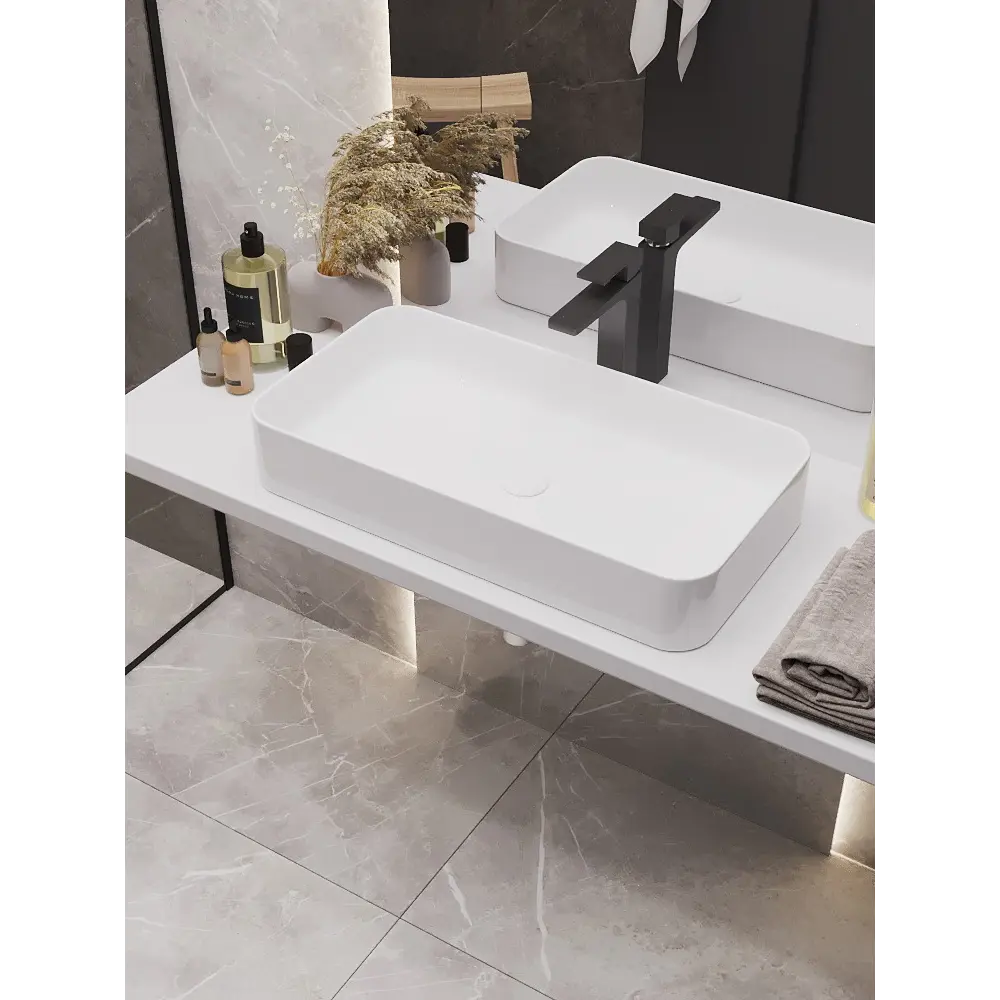 Раковина Slim Square 70 накладная на столешницу 71x37 см Santreyd STLM-2078644 - Вид №2
