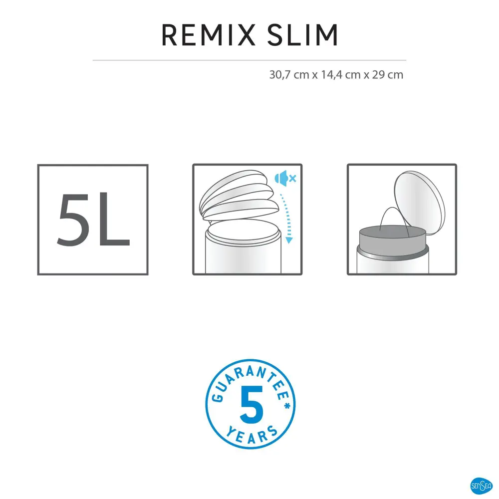 Контейнер для мусора Sensea Remix Slim 5 л цвет чёрный STLM-2076312 - Вид №14
