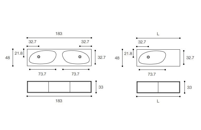 Двойной подвесной умывальник с ящиками Falper Shape EVO ARCH-00031101 - Вид №2