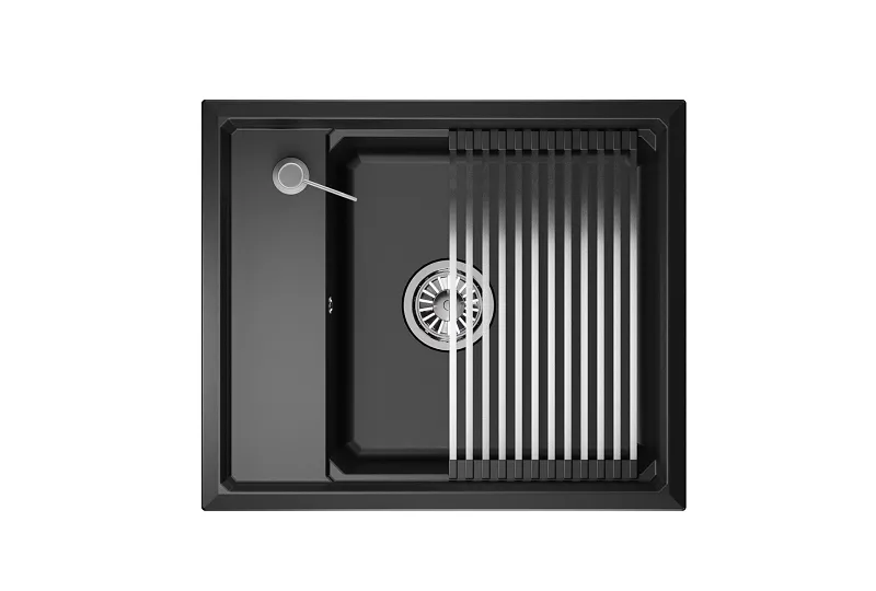 KS-6004, ШВАРЦ (чёрный металлик), кухонная мойка, кварц GRANULA 6004-ST301 - Вид №1