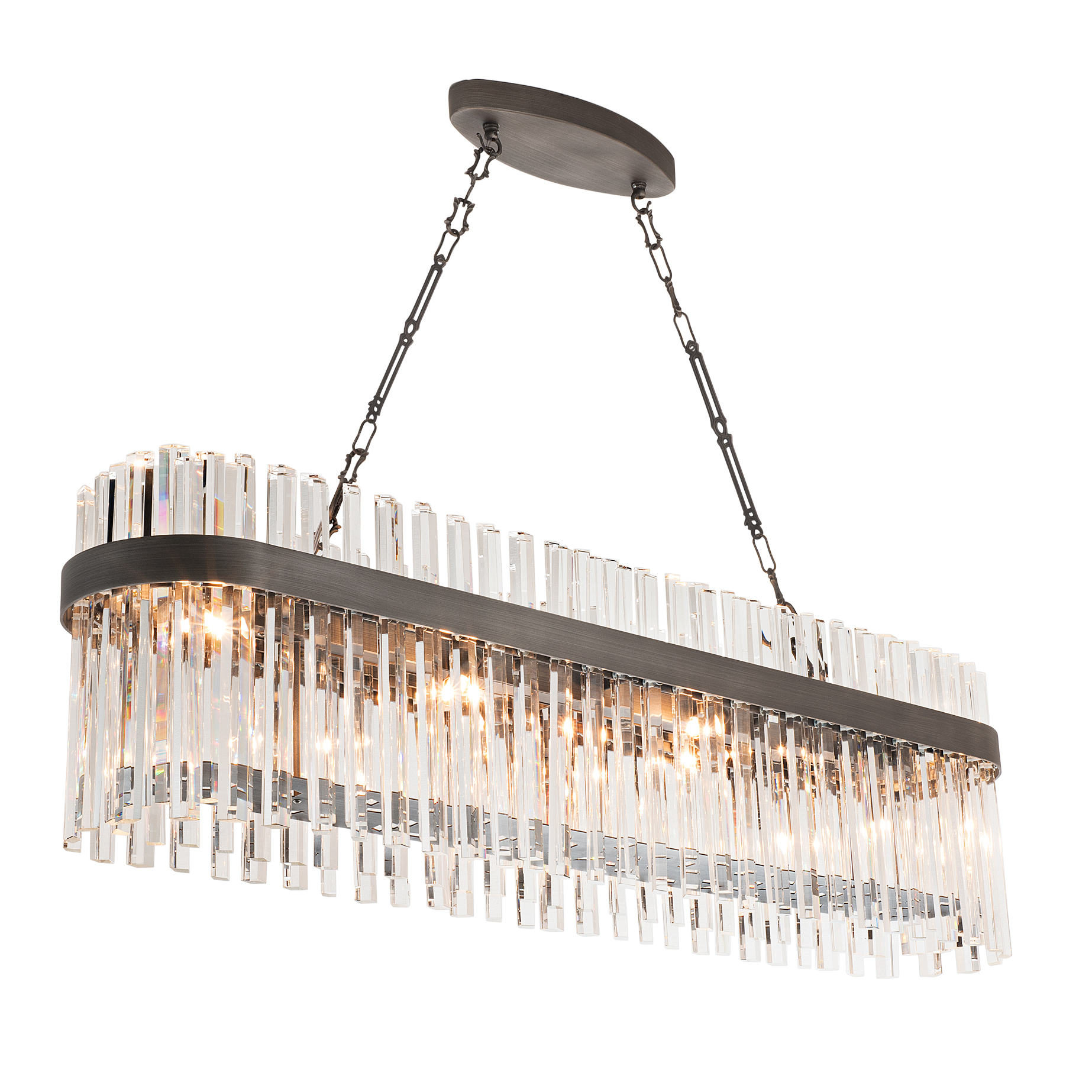7210/S150x50-B ПОДВЕСНАЯ ЛЮСТРА с кристаллами ромбовидной формы прозрачного цвета, металлическая структура в цвете бронза, тортора или сером цвете. Patrizia Volpato Riflessi - Вид №4