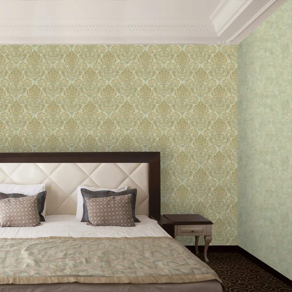 Обои флизелиновые Euro Decor Barocco зеленые 1.06 м 3701-6 81961371 STLM-2112942 - Вид №4