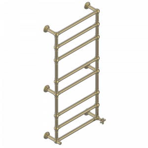 U9A-TWT8H1 Полотенцесушитель Традиционный, 8 перекладин, 625 мм x 1325 мм, водяной, с 1 декоративной крестовой рукояткой Thg-paris West Coast с металлическими ручками-крестиками Бронза