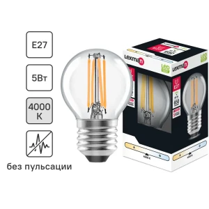 Lexman LED лампа E27 шар с теплым светом 5W 82991673