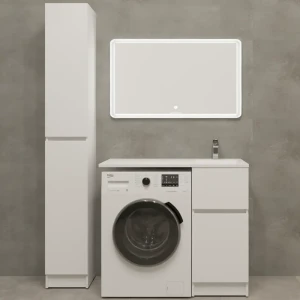 Тумба под накладную раковину KONSENSA Терни левая 91.7x38 раковина на стиральную машину Терни / Рейкьявик шкаф-пенал цвет корпуса белый