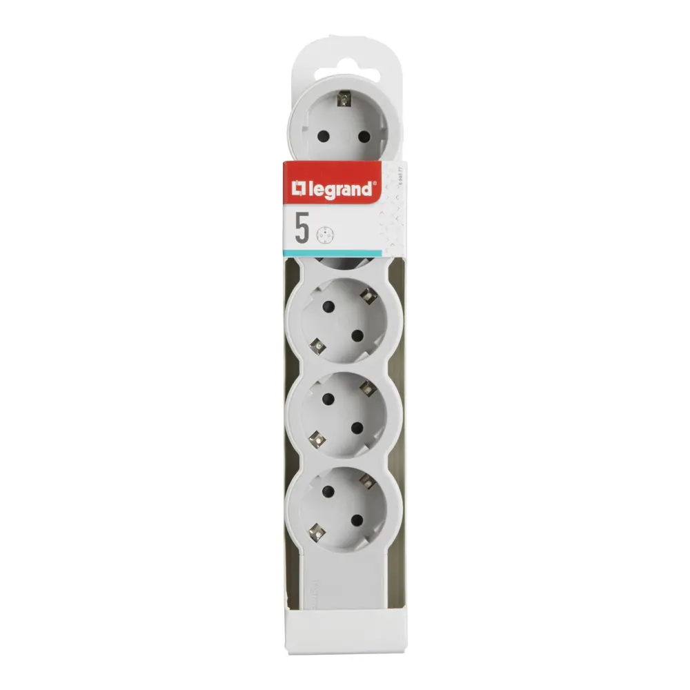 Колодка для удлинителя Legrand 5 розеток с заземлением 3680 Вт цвет белый/серый 84024420 STLM-2103042  - Вид №3